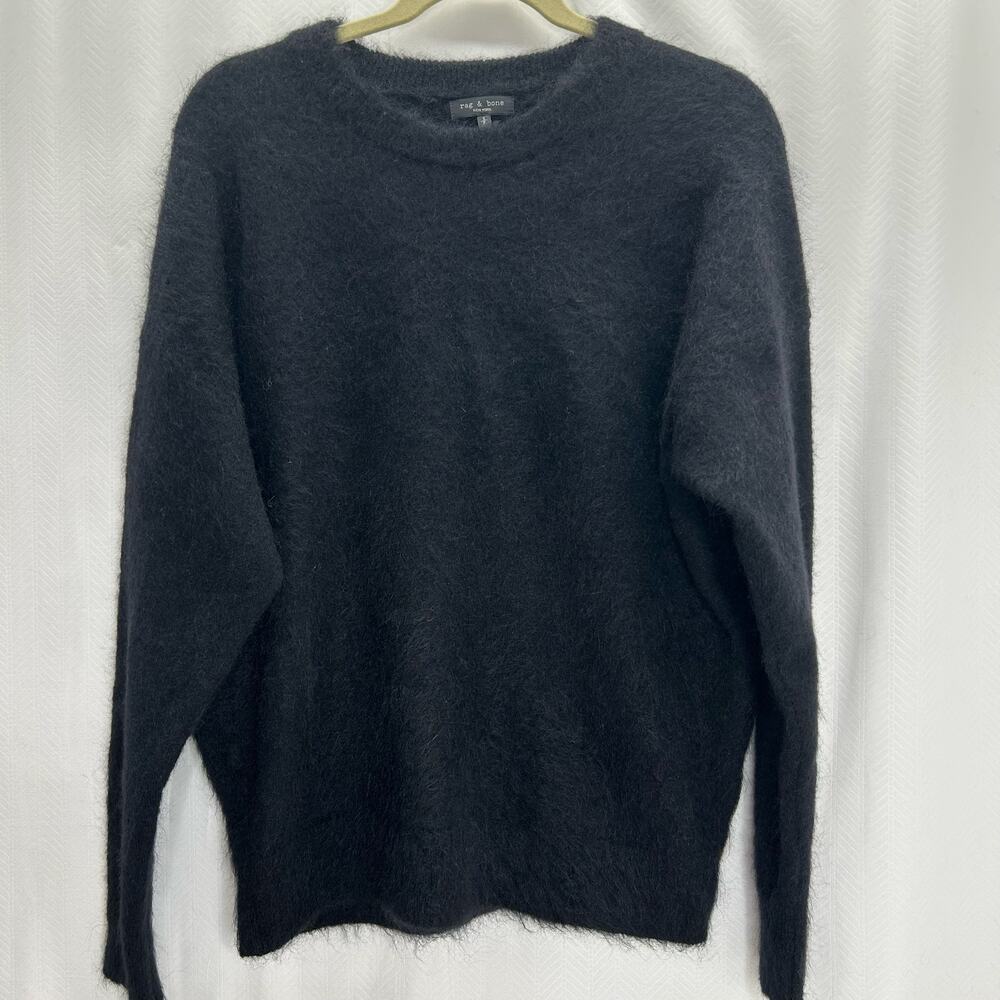 Rag n bone men’s sweater black Crewneck wool and mohair preppy academic